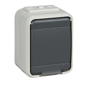 AP IP44 Steckdose, Schraubklemme, basaltgrau, Aqua-Top