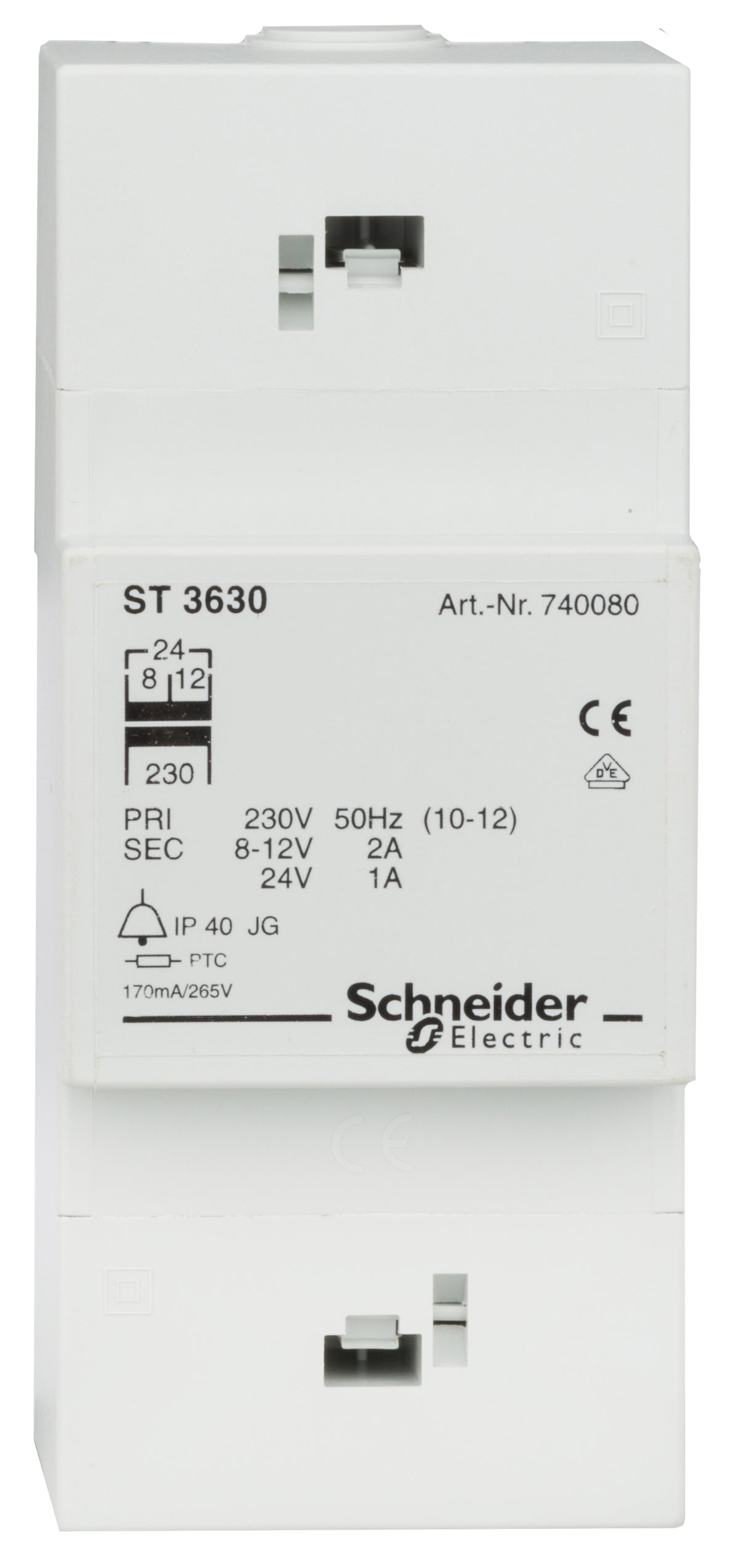 Steuertrafo 230/24V AC, 1A, Anschluß von 4 Zimmern möglich