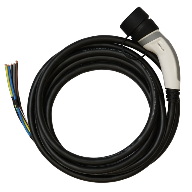 Ladekabel Typ2, 32A, 3-phasig, 5m lang mit offenem Ende