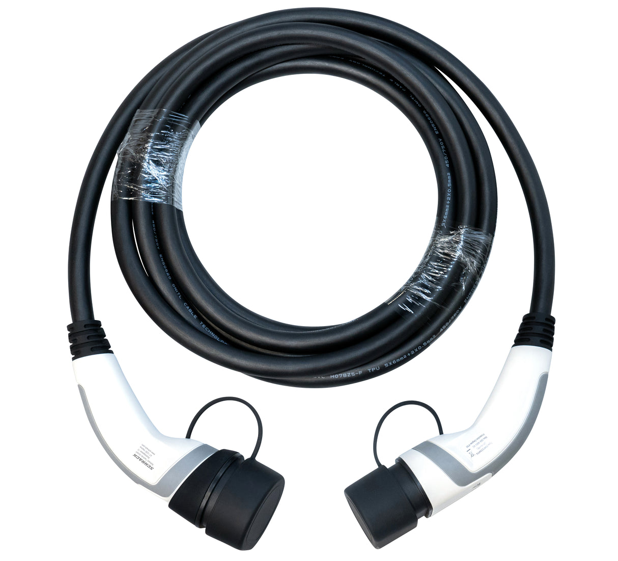 Ladekabel Typ2 zu Typ2, 32A, 3-phasig, 5m lang mit Tasche