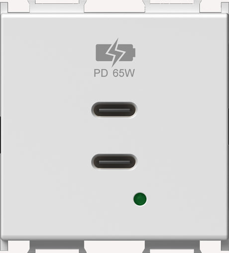 USB 2xUSB-C Ladesteckdose, PD, 65W, 5VDC, 3A, 2M, weiß
