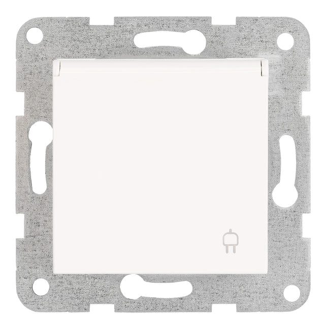 Steckdose, Klappdeckel, Schraubklemmen, weiß