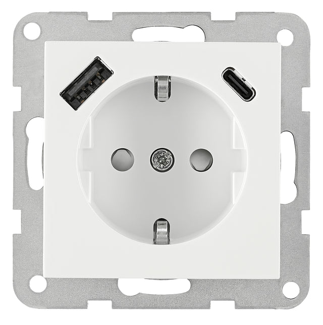 Steckdoseneinsatz mit USB Typ A+C, 2,1 A, weiß