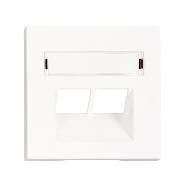 Abdeckung für RJ45 UAE Dose mit Schriftfeld, 2-fach, weiß