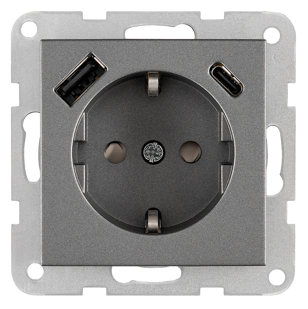 Steckdoseneinsatz mit USB Typ A+C, 3 A, anthrazit