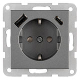 Steckdoseneinsatz mit USB Typ A+C, 3 A, anthrazit