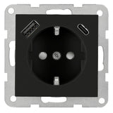 Steckdoseneinsatz mit USB Typ A+C, 2,1 A, schwarz, matt