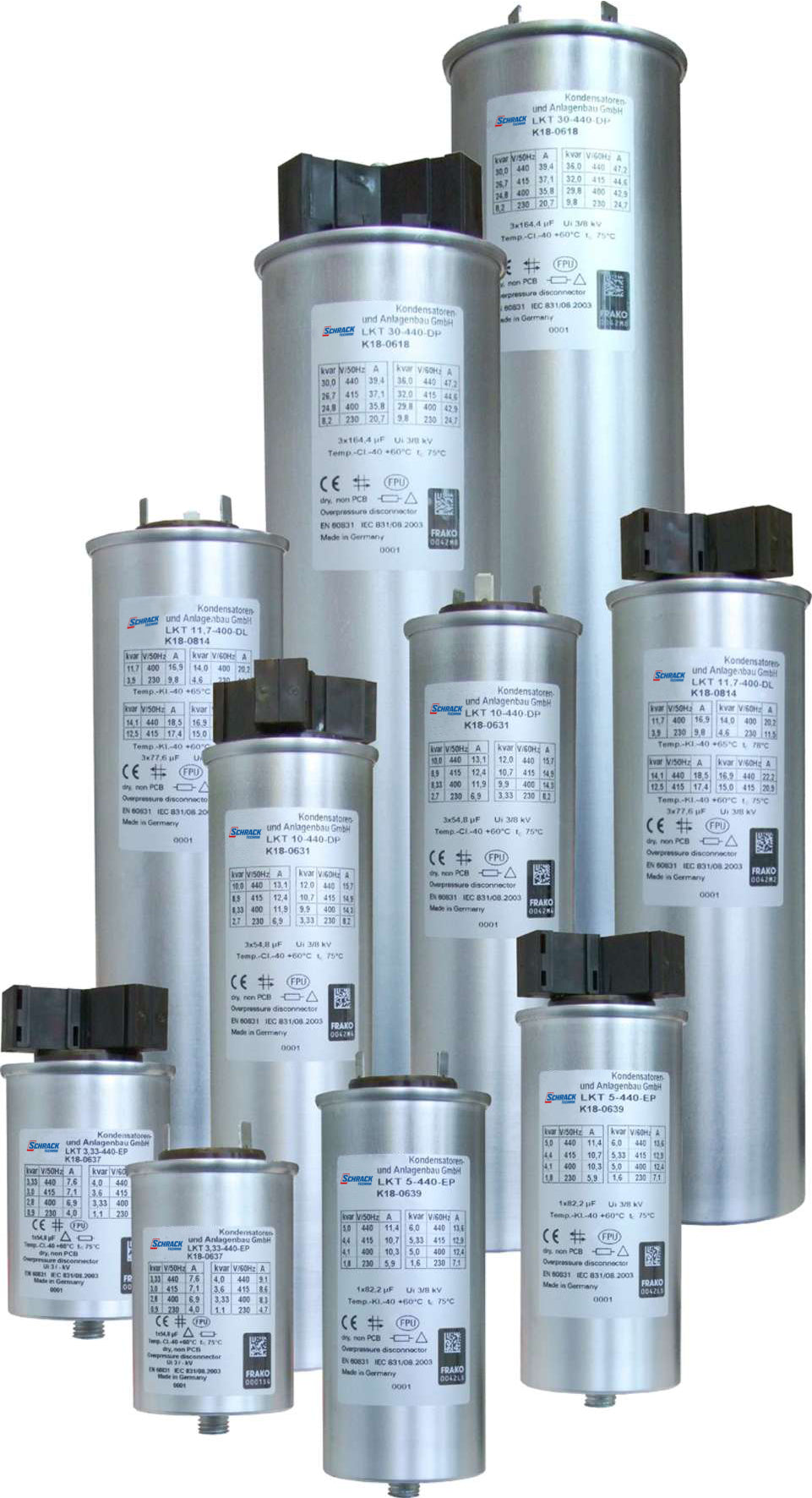 Leistungskondensator 440V Qc=20,7kvar (400V) Qc=25kvar(440V)