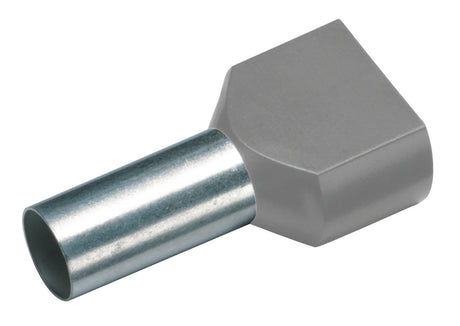 Foto: Aderendhülse isoliert, Duo 2x0,75mm², L1=10mm, grau