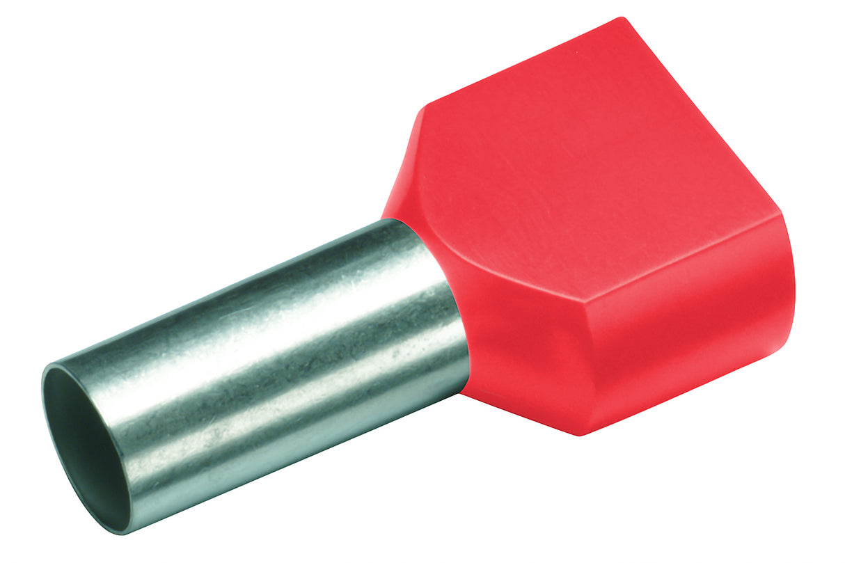 Aderendhülse isoliert, Duo 2x1mm², L1=8mm, rot