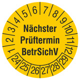 Prüfplaket "Nächster Prüftermin BetrSichV"   2024, D15 gelb