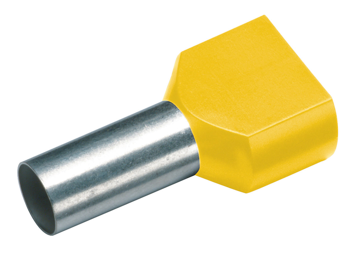 Aderendhülse isoliert, Duo 2x6mm², L1=14mm, gelb