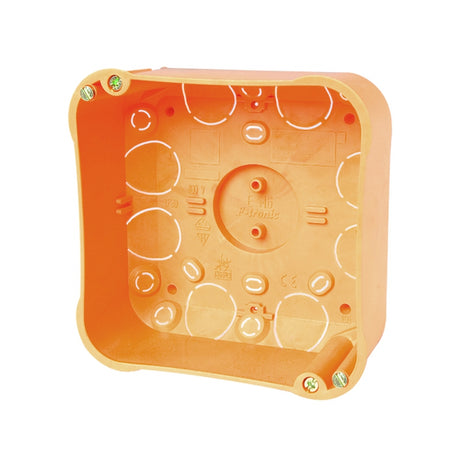 Hohlwandabzweigdose 107x107xt50mm, orange, Deckel-weiß, PP