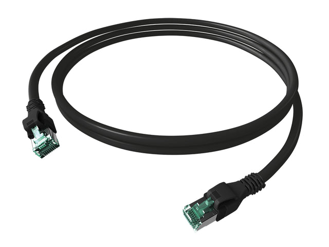 DualBoot PushPull Patchkabel, Cat.6a, geschirmt, schwarz, 1m