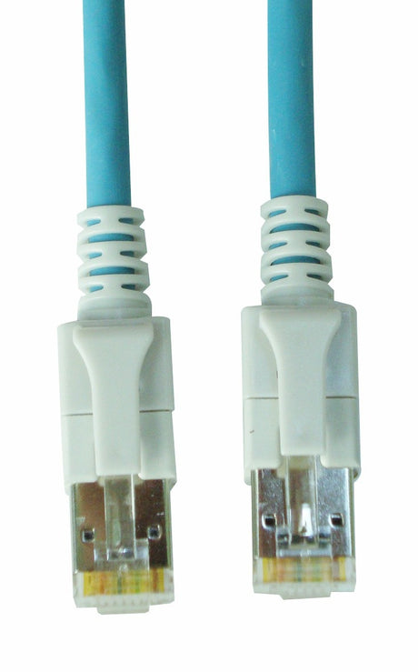 LED Patchkabel RJ45 geschirmt Cat.6a 10GB, LS0H, blau, 0,5m