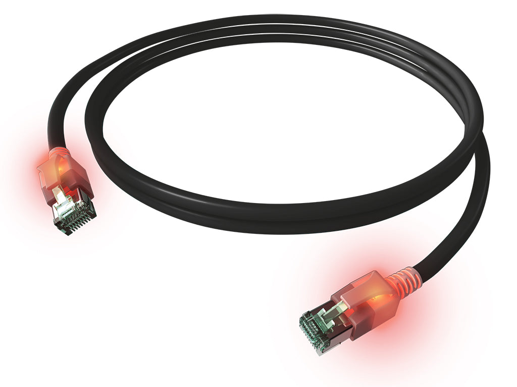 DualBoot LED Patchkabel, Cat.6a, geschirmt, schwarz, 3,0m