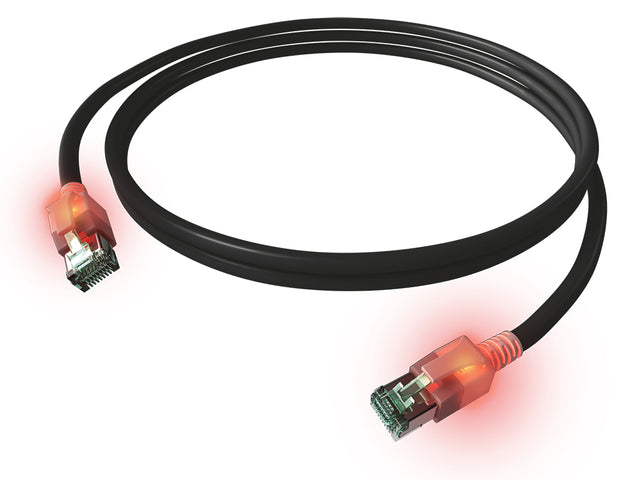 DualBoot LED Patchkabel, Cat.6a, geschirmt, schwarz, 3,0m
