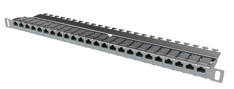 preLink/fixLink Leer-Panel 19" 0,5HE 24xRJ45, Edelstahl