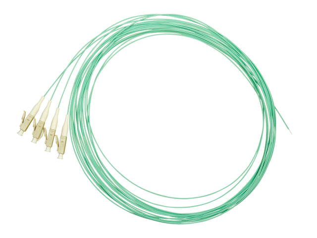 Foto: LWL Pigtail LC, 50/125µm OM3, 2,0m, Easy Strip, aqua, 4Stk