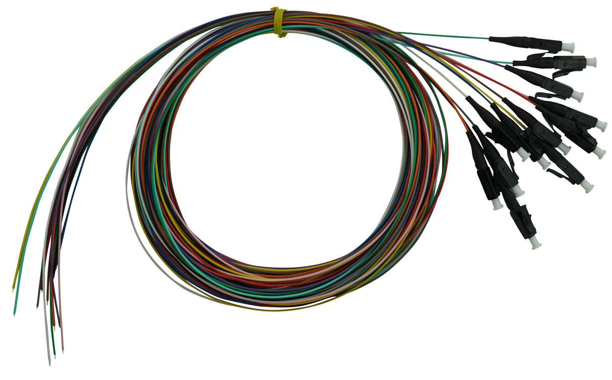 Foto: LWL Pigtail LC, 50/125µm OM3, 2,0m, 12Stk, Klasse B, färbig