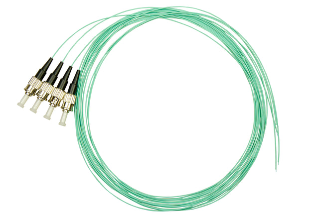 Foto: LWL Pigtail ST, 50/125µm OM3, 2,0m, Easy Strip, aqua, 4Stk