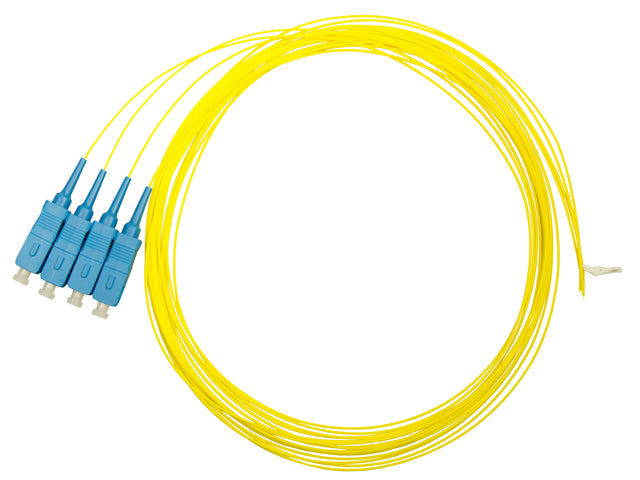 Foto: LWL Pigtail SC, 9/125µm OS2, 2,0m, Easy Strip, gelb, 4Stk