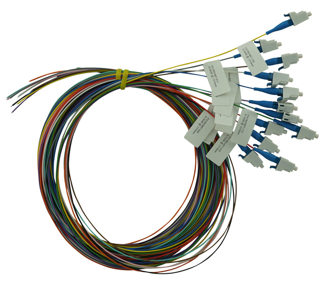 LWL Pigtail LC, 9/125µm OS2, 2,0m, 12Stk, Klasse B, färbig