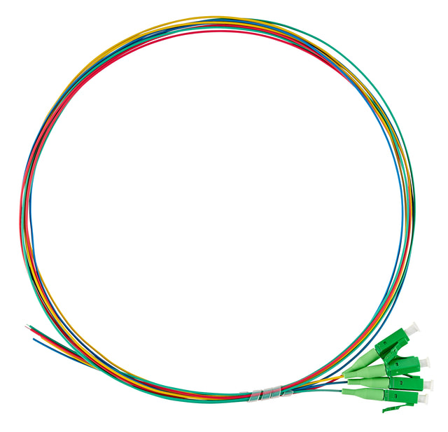 FTTH LWL Pigtail LC/APC 8°, 9/125µm OS2 G657.A2, 1,0m, 4 Stk