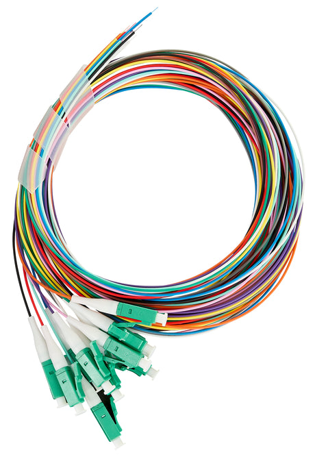 Foto: LWL Pigtail LC/APC, 9/125µm OS2, 2,0m, Easy Strip, 12Stk