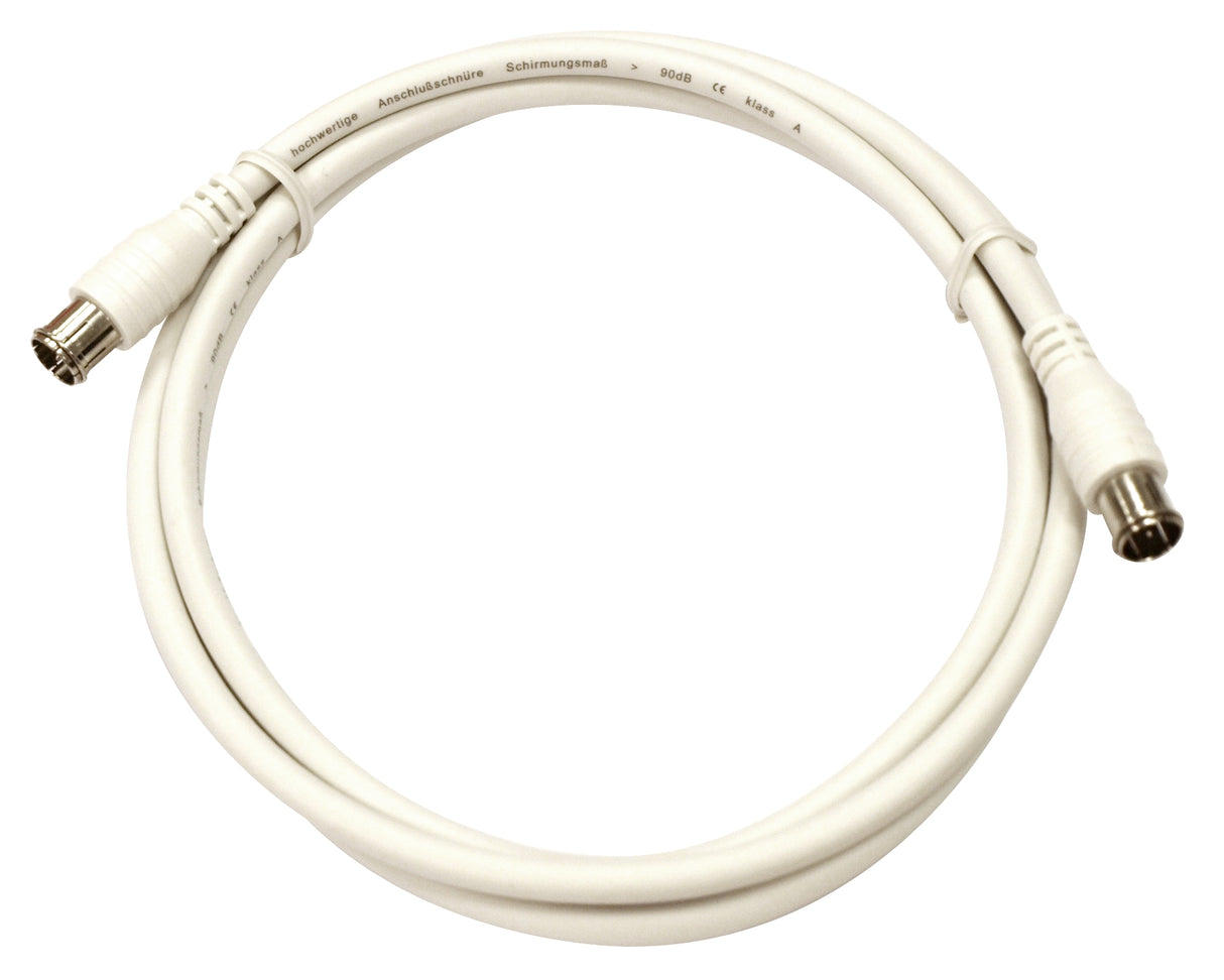 Koax Patchkabel, 2xF-Quick gerade, >90dB, ClassA, weiß, 2,5m