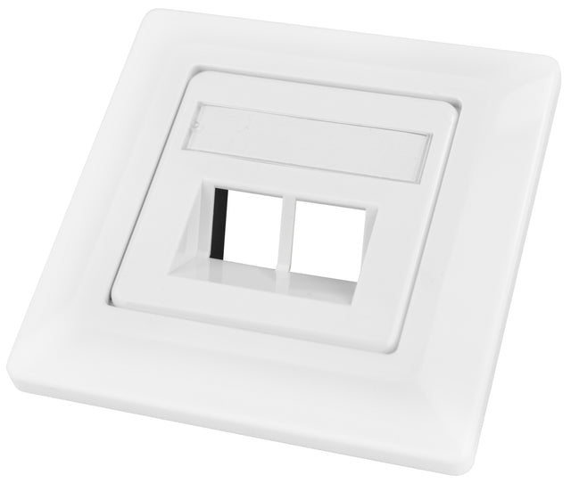 Datendose 80x80mm leer für 2 Module (SFB), schräg, RAL9010