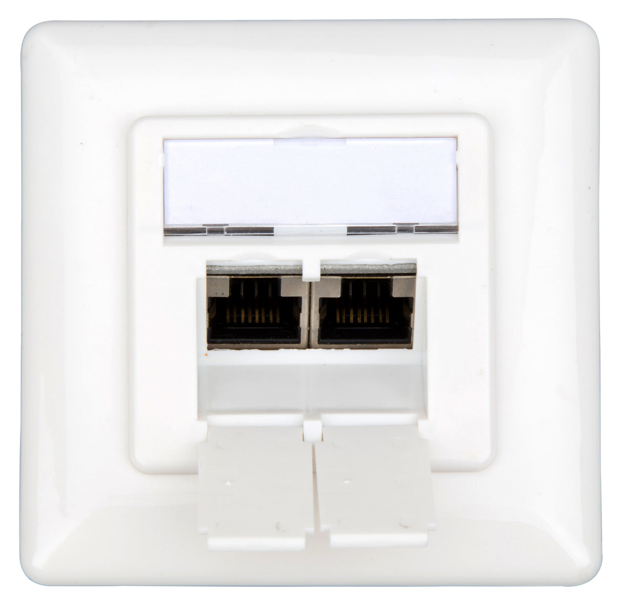 Datendose 2xRJ45 geschirmt Cat.6, UAE, 80x80mm, RAL9010