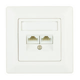 Foto: Datendose 2xRJ45 ungeschirmt Cat.5e, 80x80mm, RAL9010