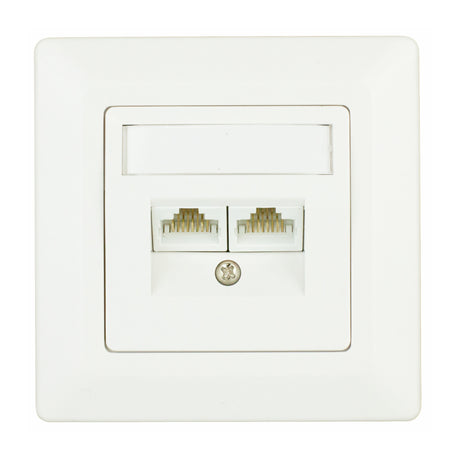 Foto: Datendose 2xRJ45 ungeschirmt Cat.5e, 80x80mm, RAL9010