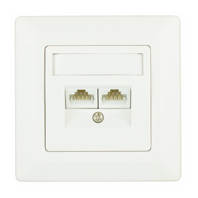 Foto: Datendose 2xRJ45 ungeschirmt Cat.5e, 80x80mm, RAL9010