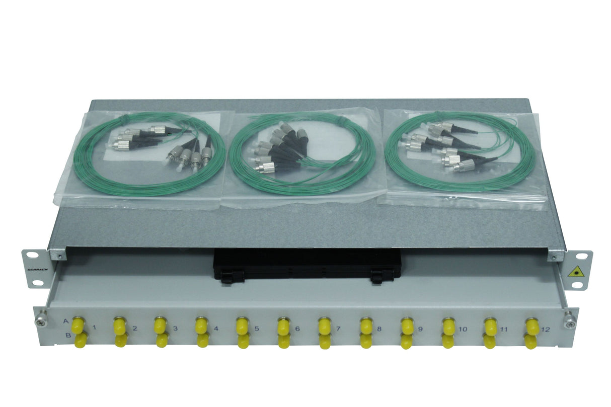 LWL Spleißbox, 4Fasern, FC, 9/125µm OS2, 19", 1HE