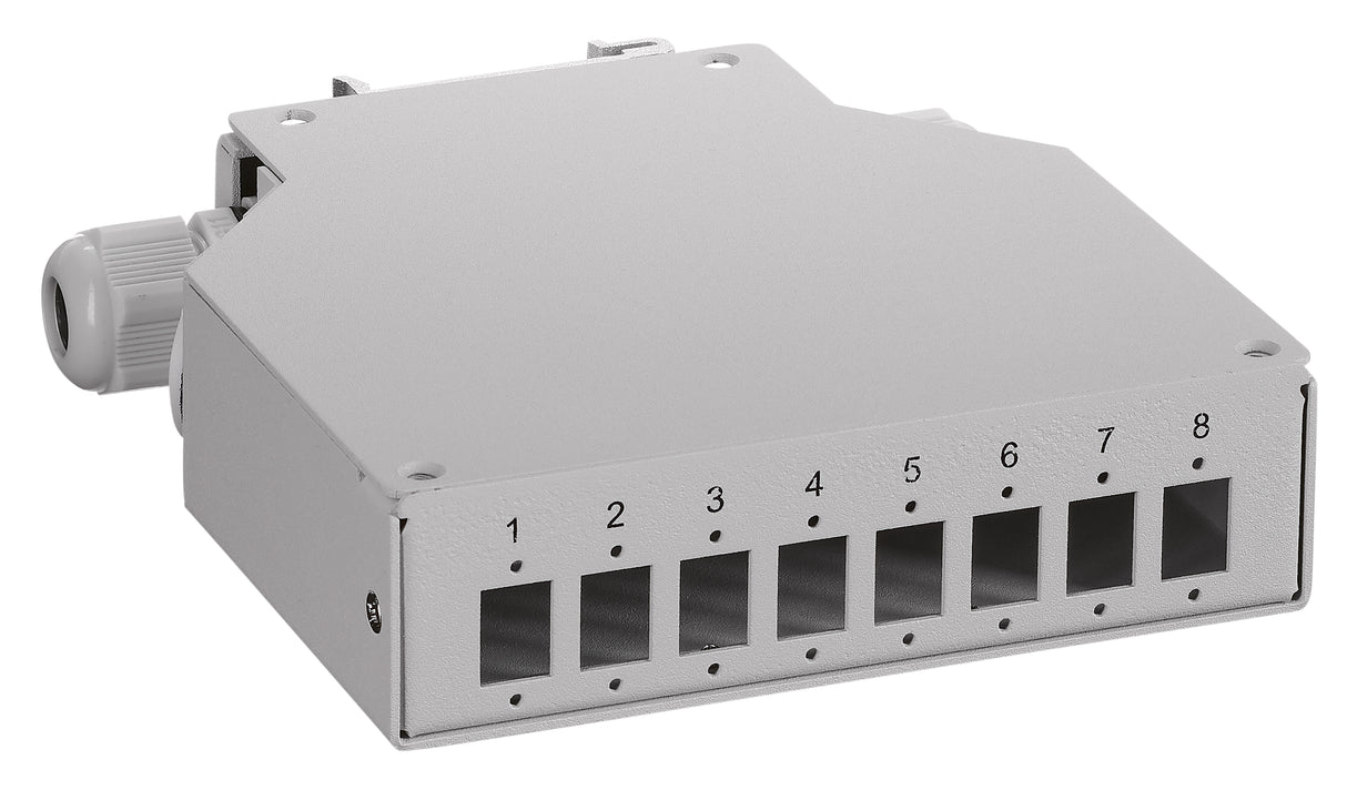 LWL Spleißbox für Hutschiene leer, 6 LC-Duplex, RAL7035