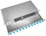 LWL Patchpanel 19", 1 HE, ausziehbar, für 12 Fasern, LC, SM