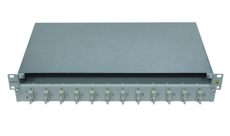 Foto: LWL Patchpanel 19", 1 HE, ausziehbar, für 16 Fasern, SC, SM