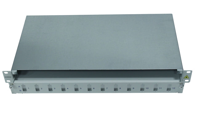 LWL Spleißbox leer für 12 SC-Duplex Kupplungen, 1HE, RAL7035