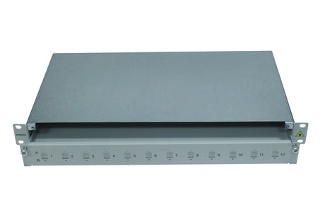 LWL Spleißbox leer für 12 LC-Duplex Kupplungen, 1HE, RAL7035