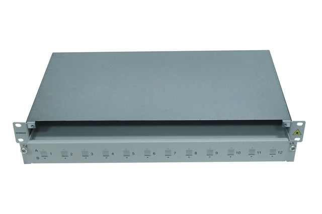 LWL Spleißbox leer für 12 LC-Duplex Kupplungen, 1HE, RAL7035