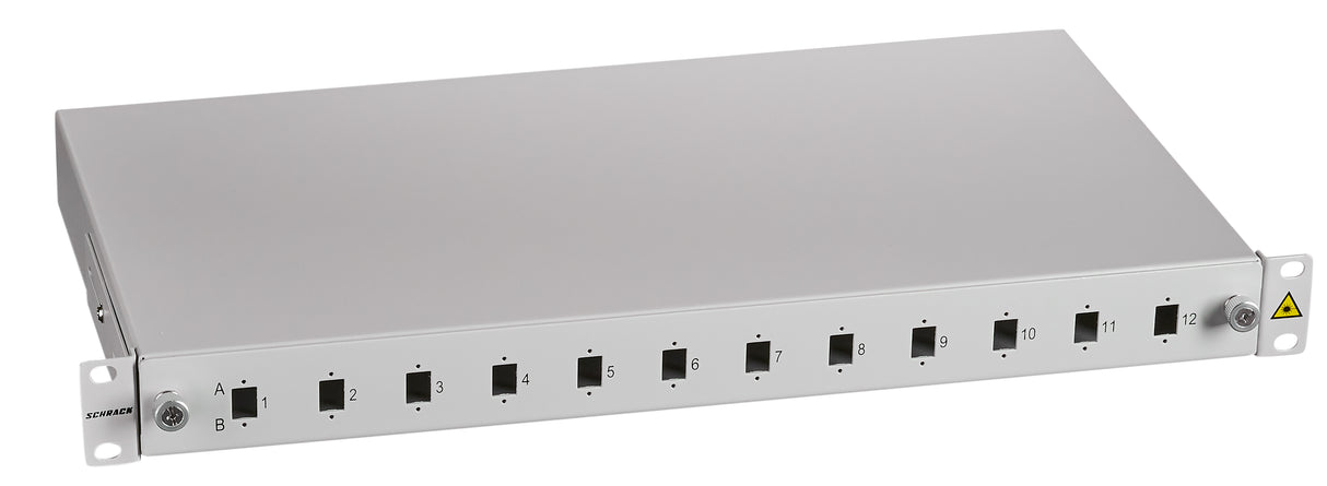 LWL Spleißbox leer für 12 LC-Duplex Kupplungen, 1HE, RAL7035