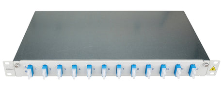 Foto: LWL Patchpanel 19", 1 HE, ausziehbar, für 24 Fasern, SC, SM