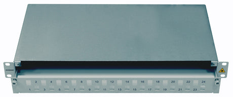 LWL Spleißbox leer für 24 LC-Duplex Kupplungen, 1HE, RAL7035