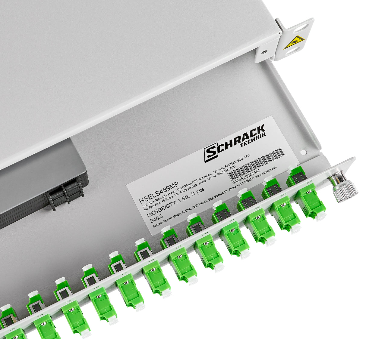 LWL Spleißbox, 48Fasern, LC/APC 9/125µm OS2,19",1HE,Klasse C