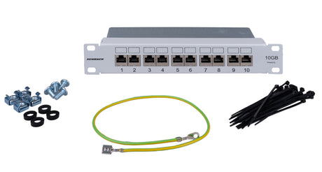 Foto: DE-EMBEDDED LINE Patchpanel 10" 10xRJ45 geschirmt 10GB, 1HE