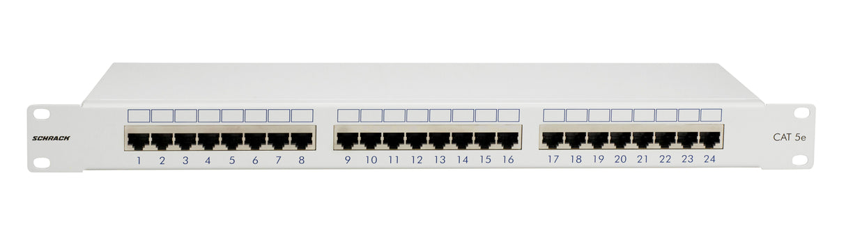 Patchpanel 19" 24xRJ45 geschirmt Cat.5e, 1HE, RAL7035