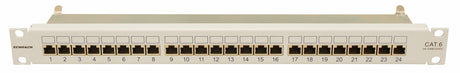 Foto: Patchpanel 19" 24xRJ45 geschirmt Cat.6, 1HE, RAL7035