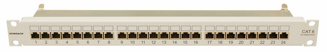 Foto: Patchpanel 19" 24xRJ45 geschirmt Cat.6, 1HE, RAL7035
